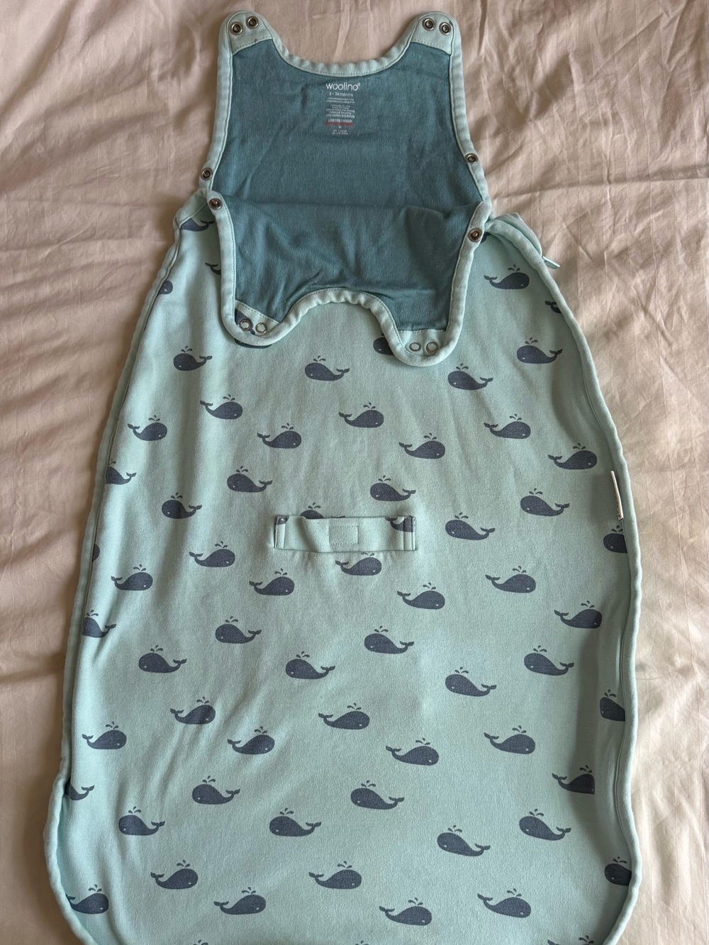 Woolino Light Blue Whale Print Baby Sleep Sack